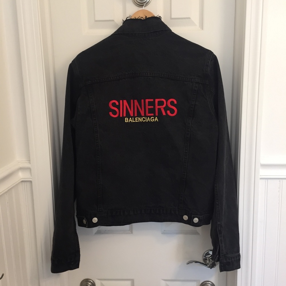 Balenciaga denim black unisex jacket auth